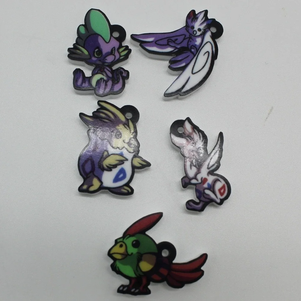 Unbranded Acrylic Monster Charms Unisex Purple Green Good Fantasy Set of 5 Craft